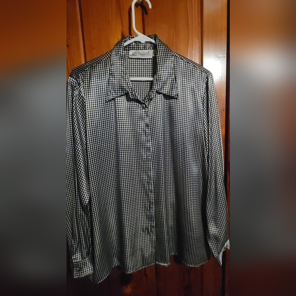 Yves St. Clair 2 Houndstooth blouse, size 16 W